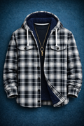 Mocha Drift Check Hoodie Sherpa Shacket #4