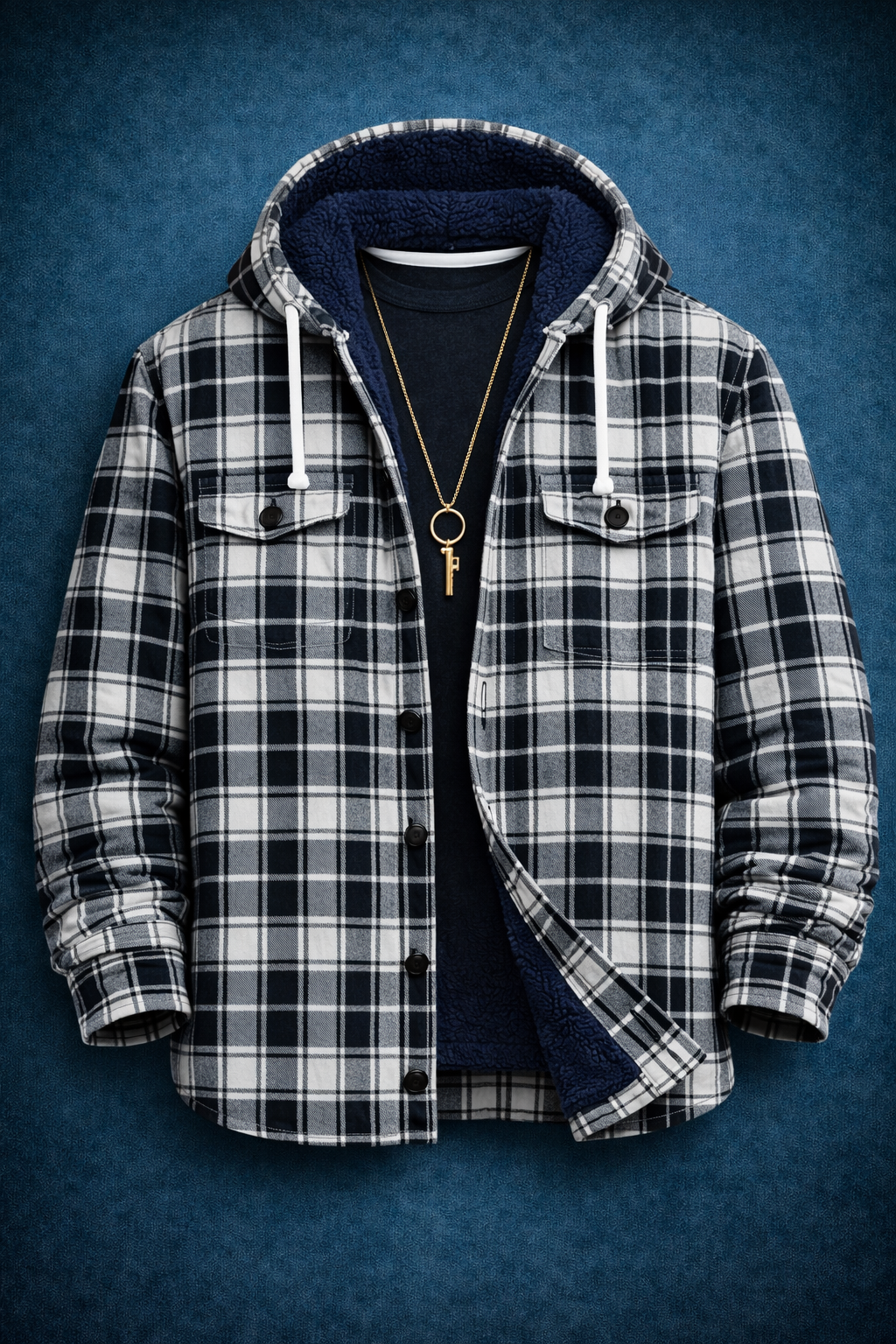 Mocha Drift Check Hoodie Sherpa Shacket #4