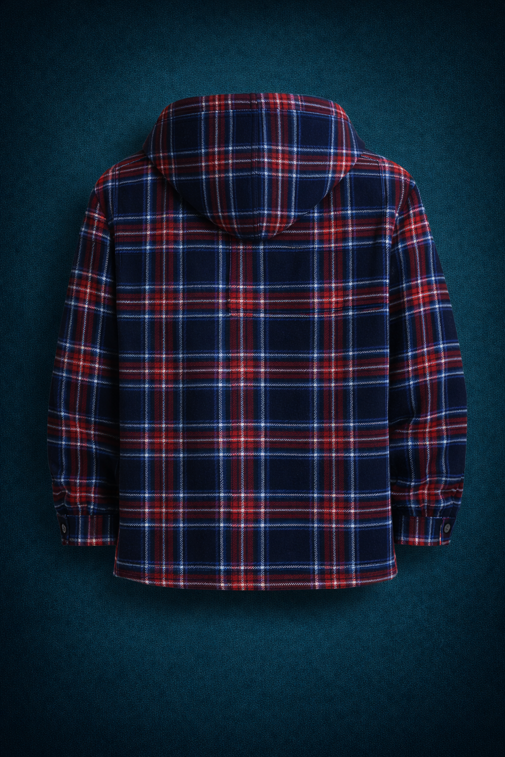 Midnight Indigo Check Hoodie Sherpa Shacket #3