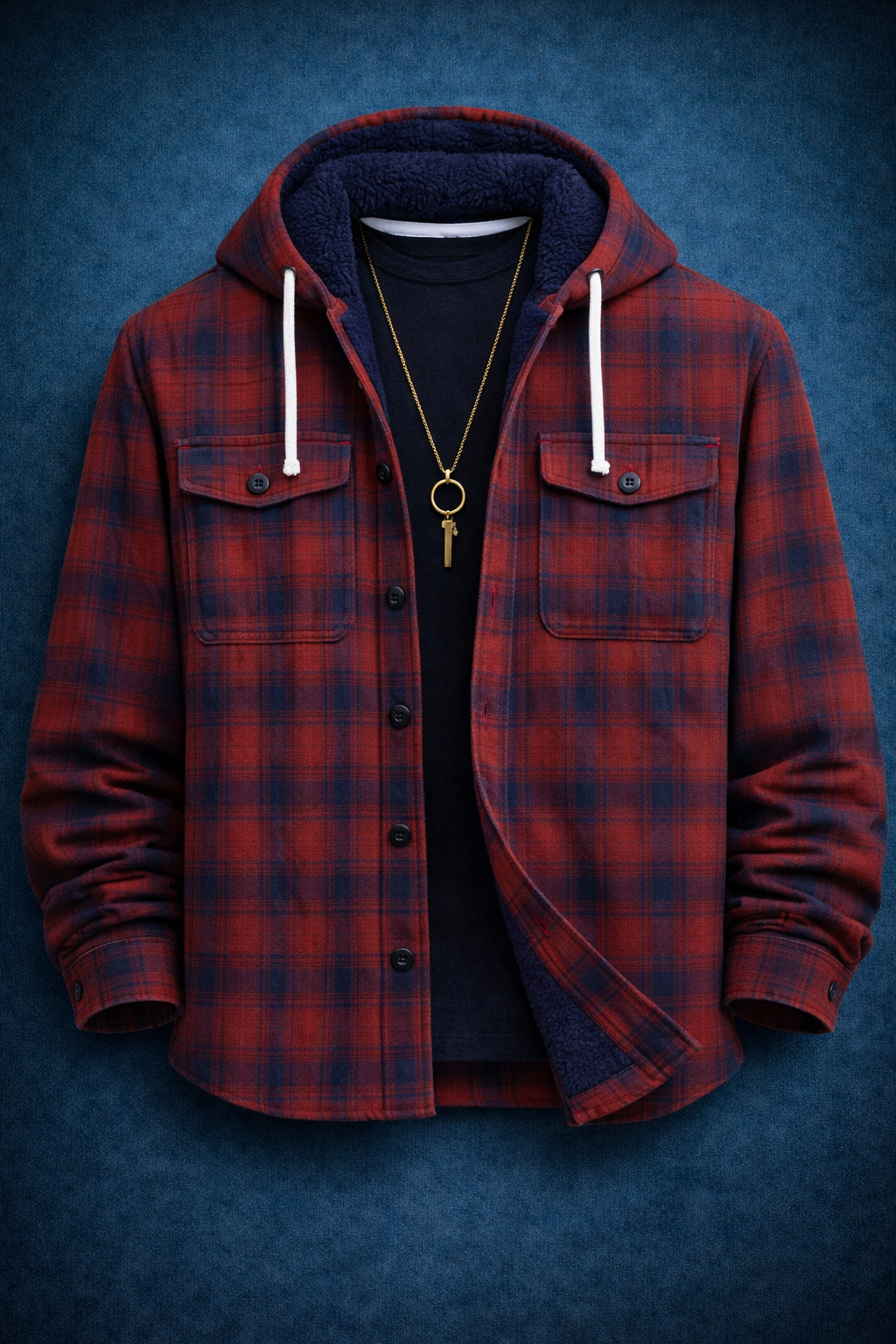 Ashwood Mono Plaid Hoodie Sherpa Shacket #5