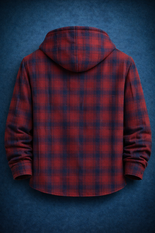 Ashwood Mono Plaid Hoodie Sherpa Shacket #5