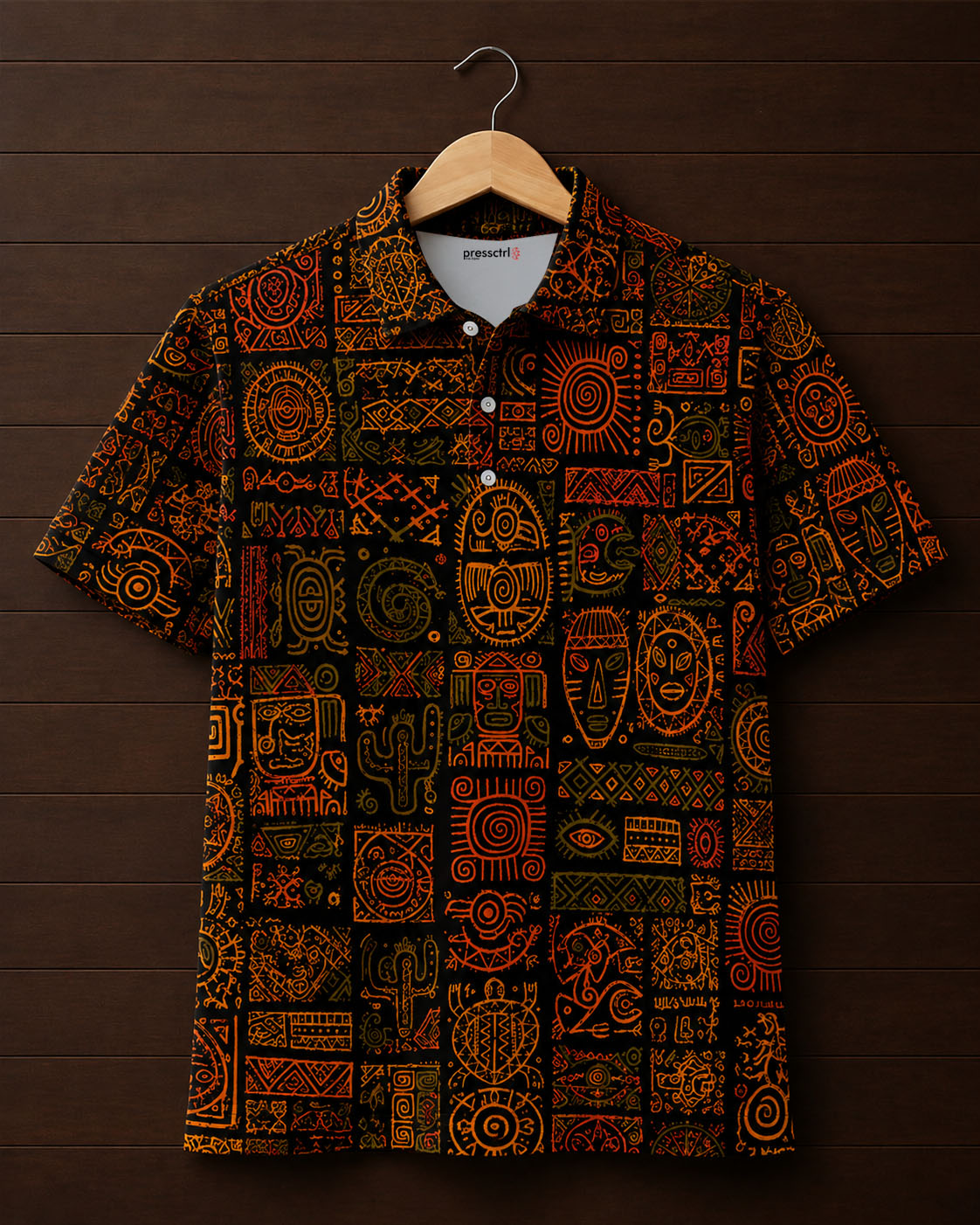 Tribal Printed Polo T-shirt#27