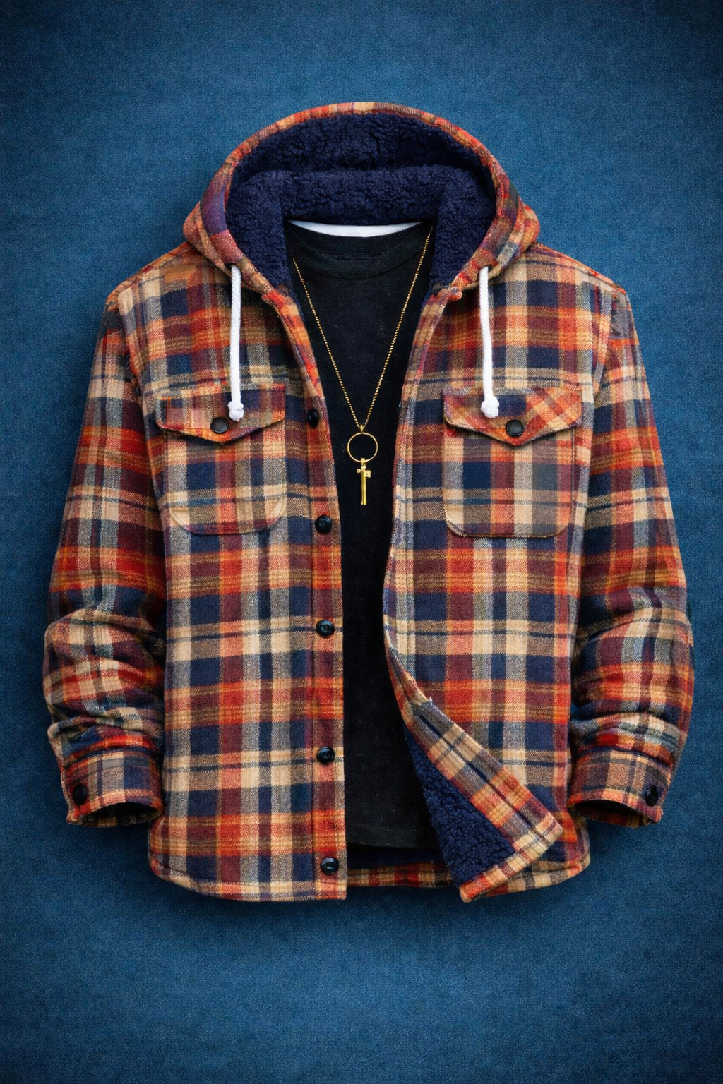Autumn Plaid Hoodie Sherpa Shacket #2