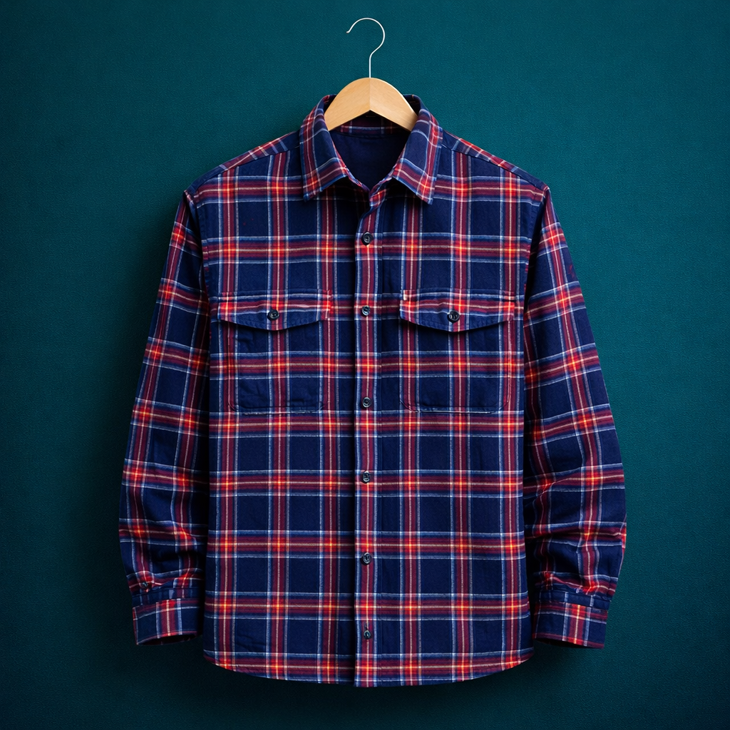 Flannel double pocket shirt#1