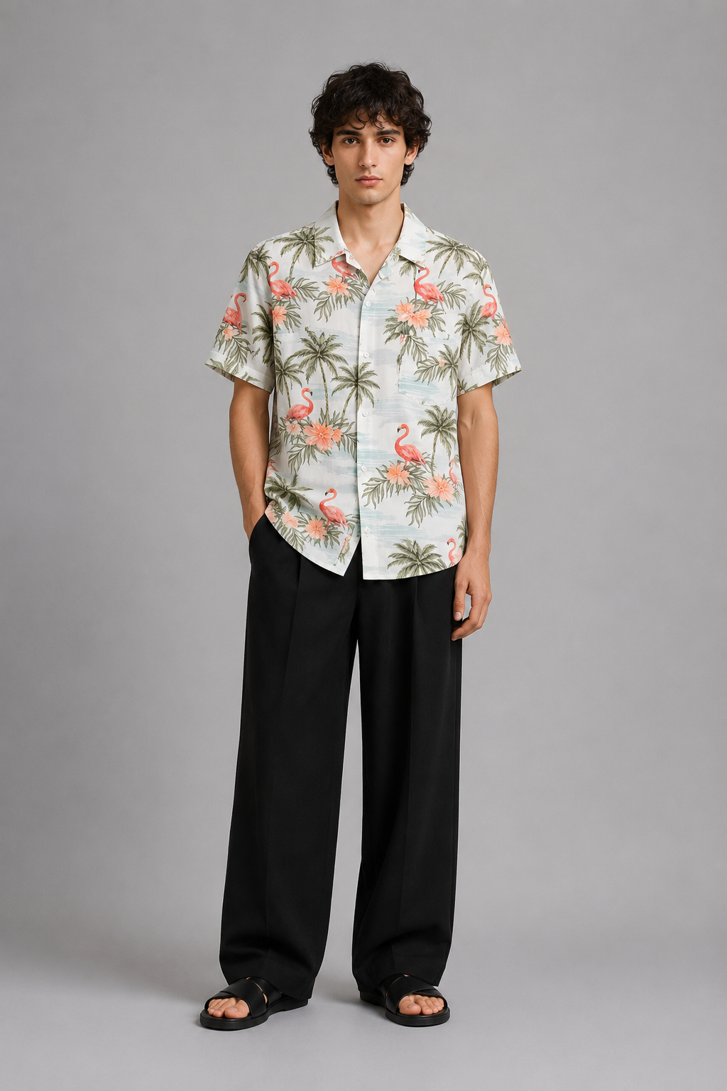 Tropical with flamingo Printed shirt#17
