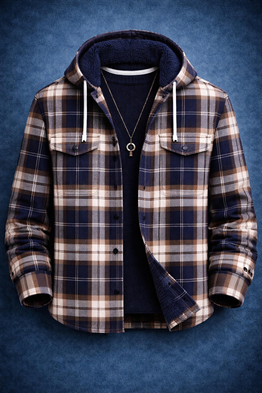 Crimson Heritage Plaid Hoodie Sherpa Shacket #6