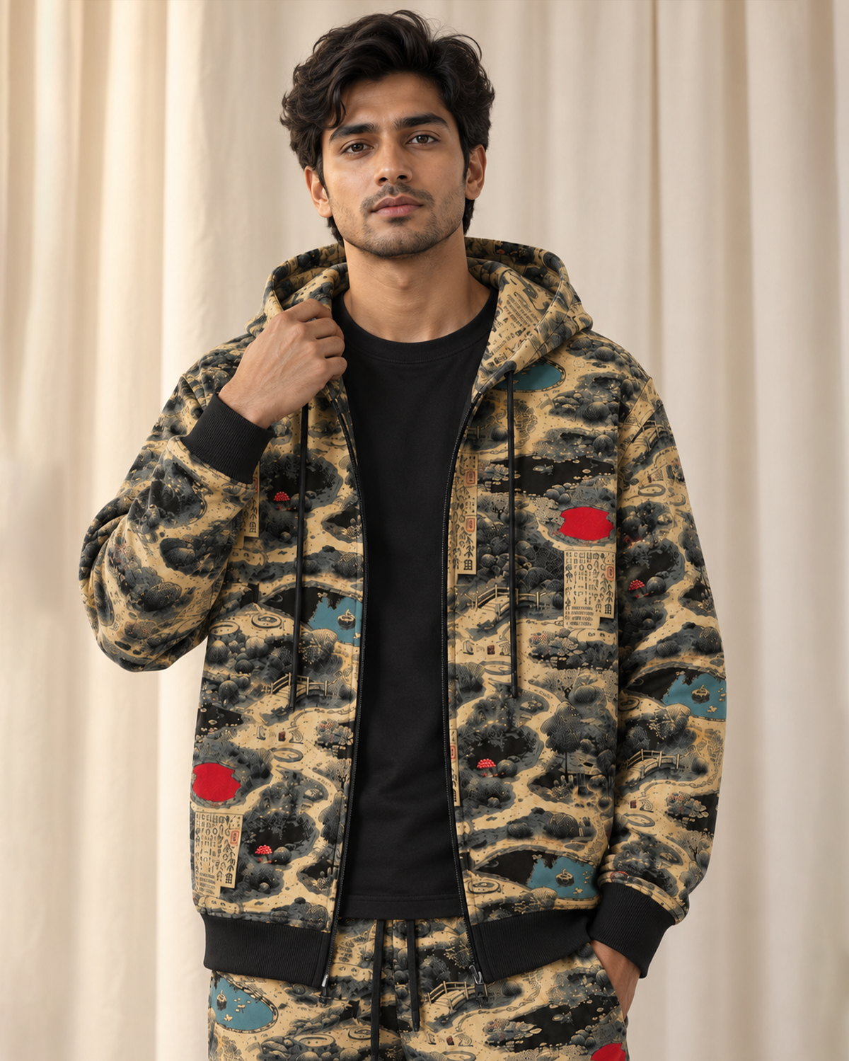 Unisex Printed Hoodie Cord-set#6