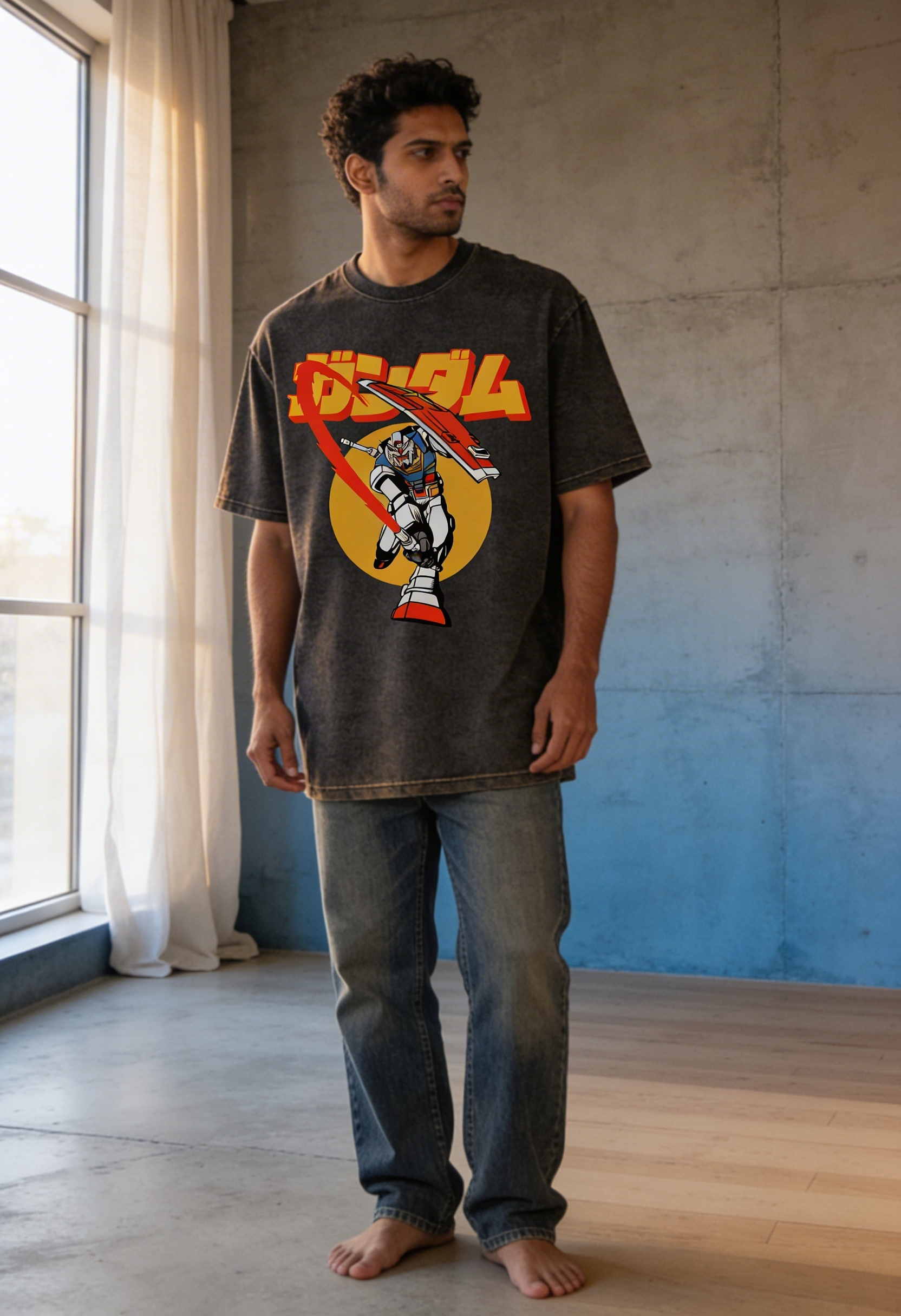 Daikaiju Strike - ACID WASH PRINTED OVER SIZE TEE#25