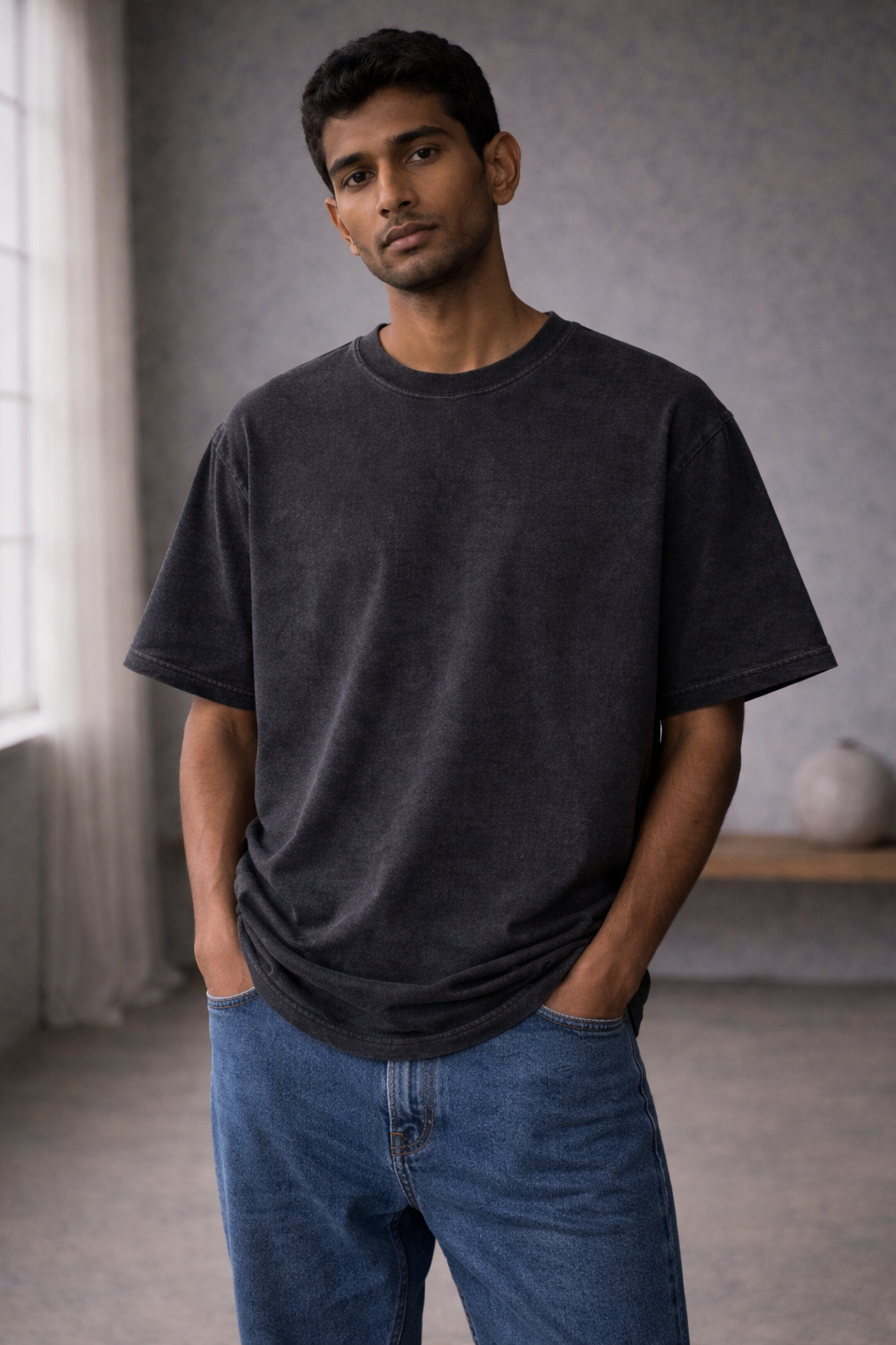 Washed Charcoal - ACID WASH OVER SIZE T-shirt#18