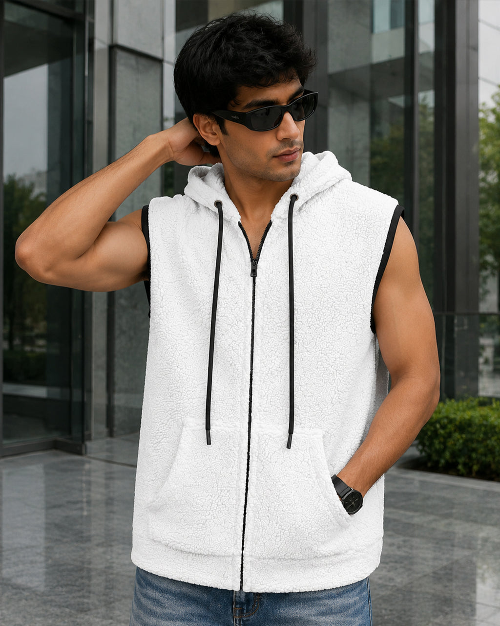 Cloudshel* Sleeveless Sherpa Hoodie #1