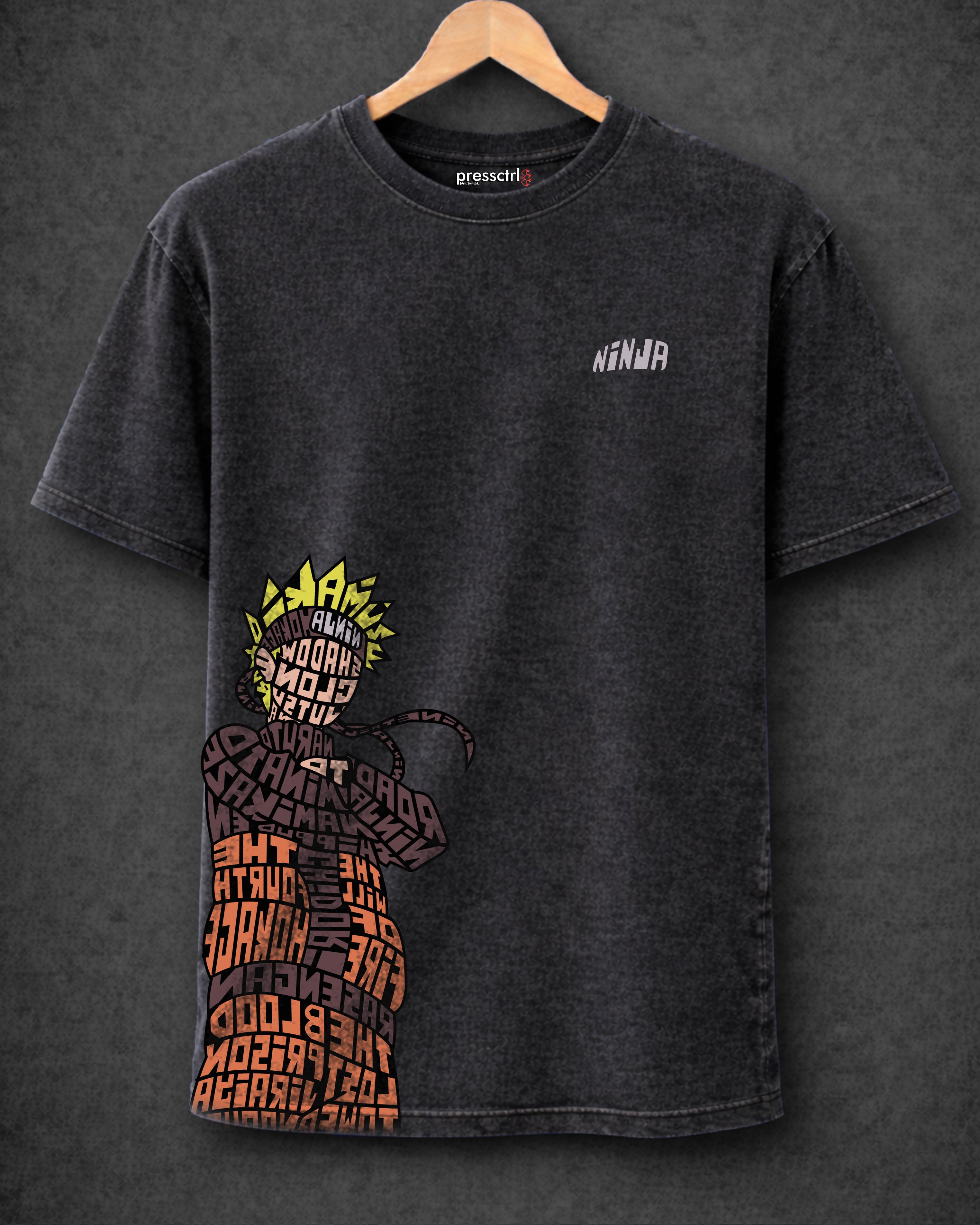 Ninja - ACID WASH PRINTED OVER SIZE T-shirt#21