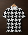 Houndstooth Printed Polo T-shirt#11