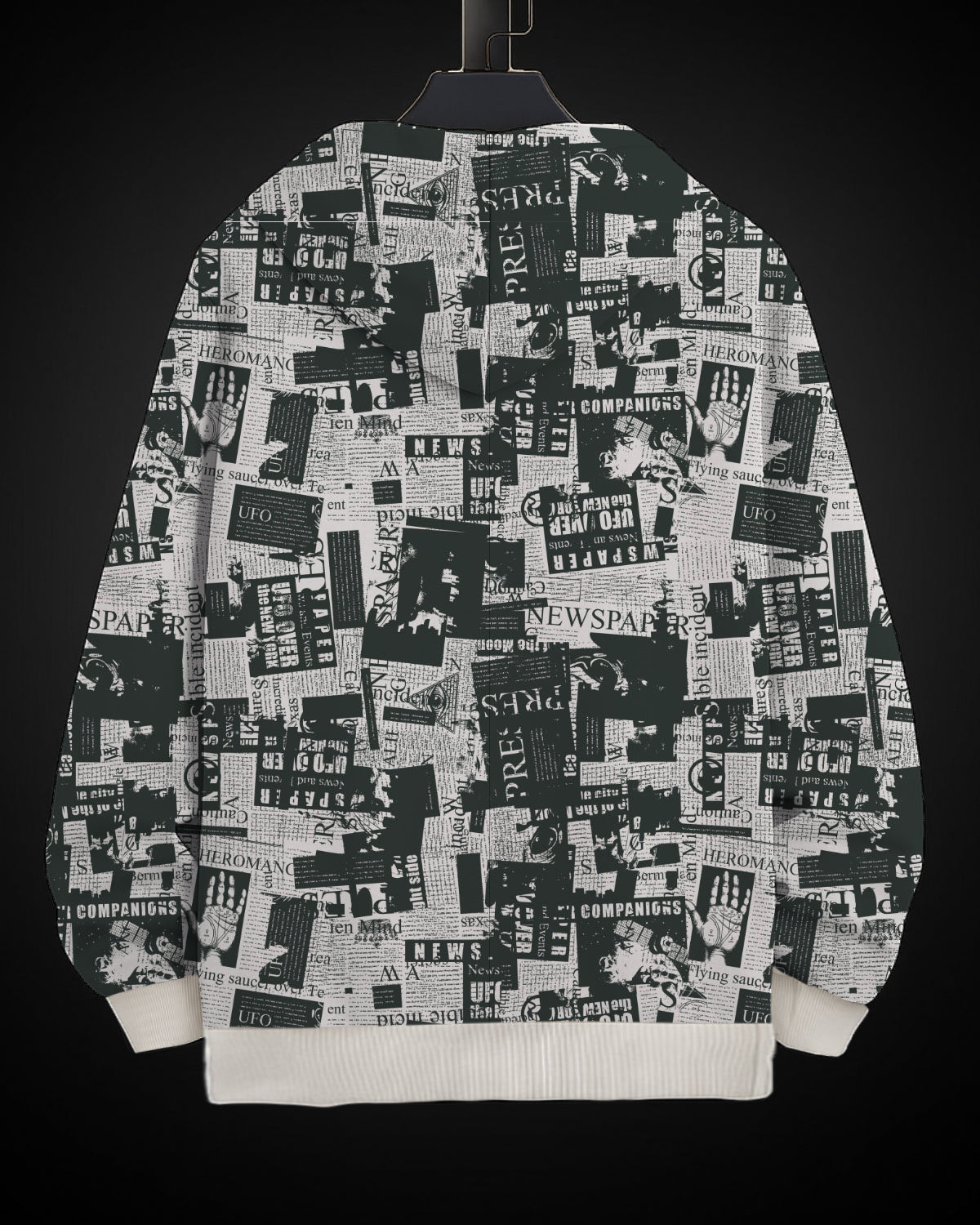 Newsprint Graphic Printed Hoodie #7