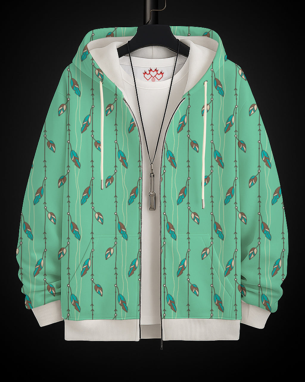 Mint Bird Printed Hoodie #3