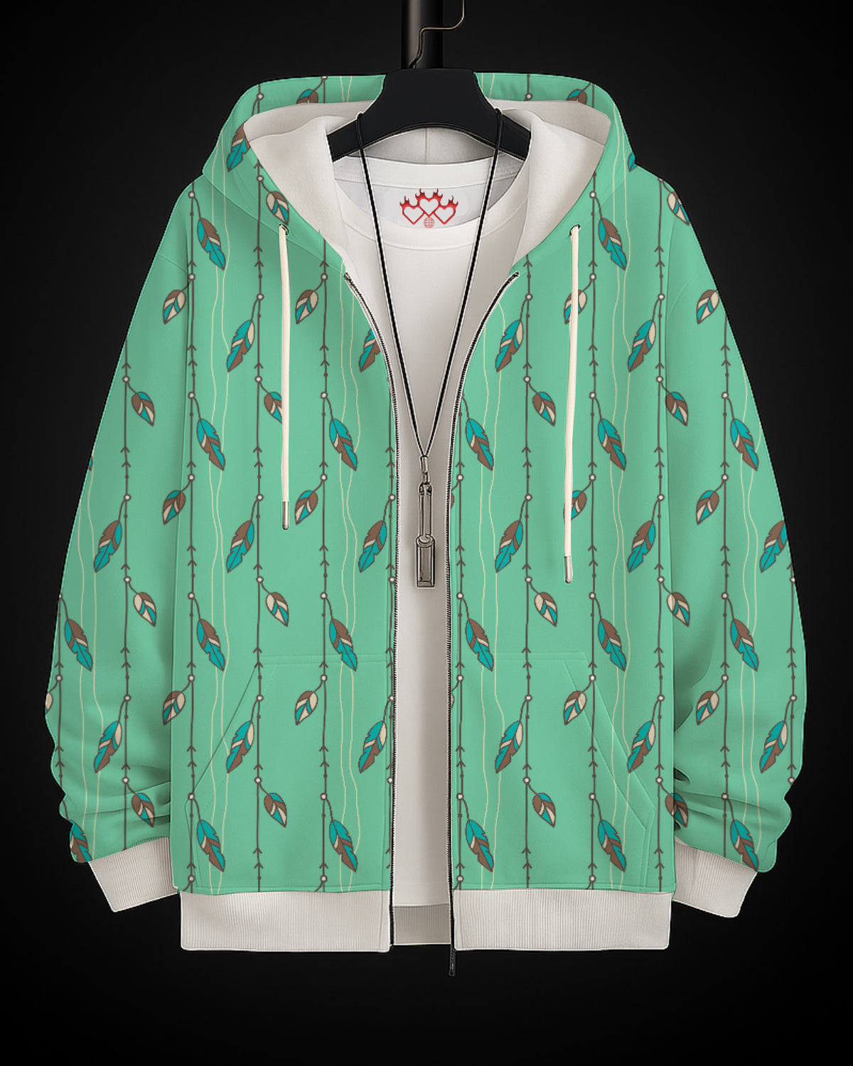 Mint Bird Printed Hoodie #3