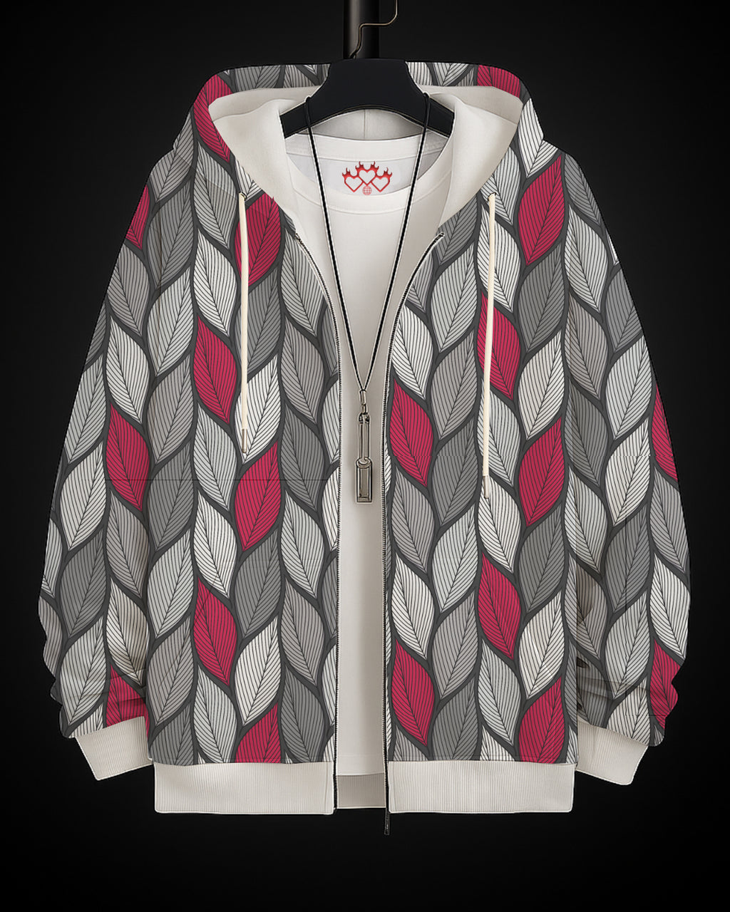 Feather Wave Printed Hoodie #4