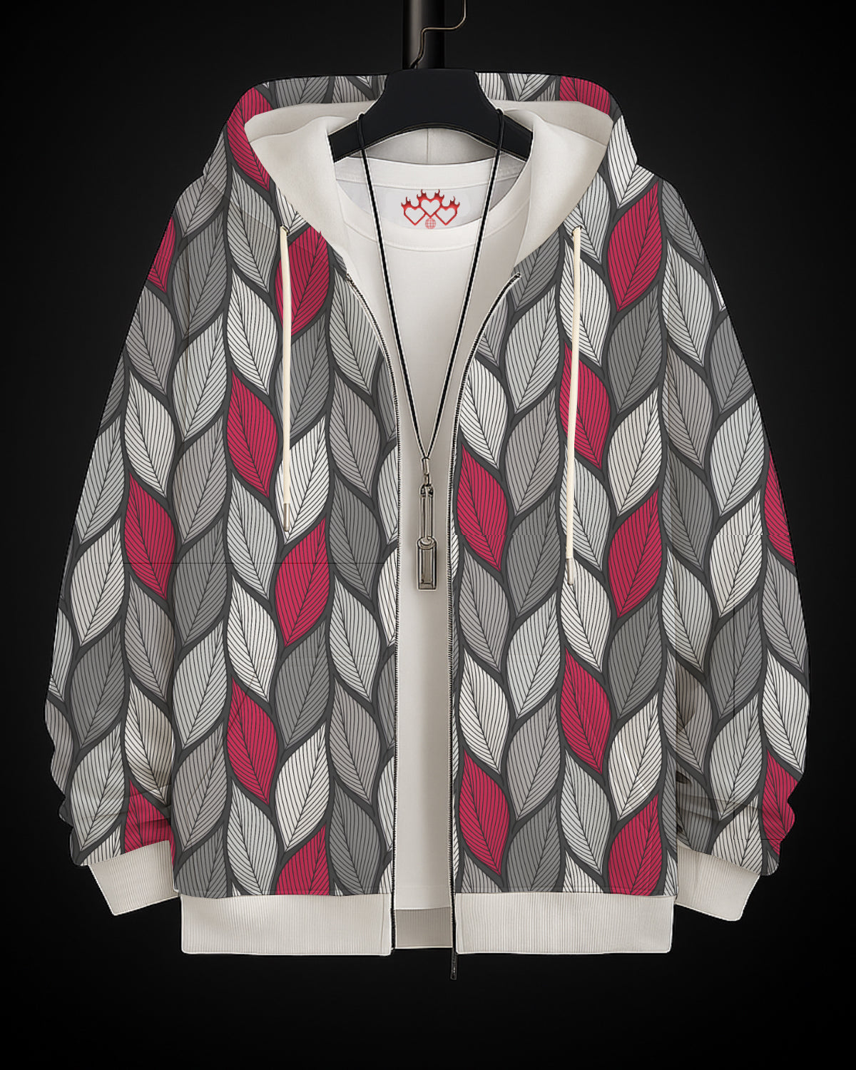 Feather Wave Printed Hoodie #4