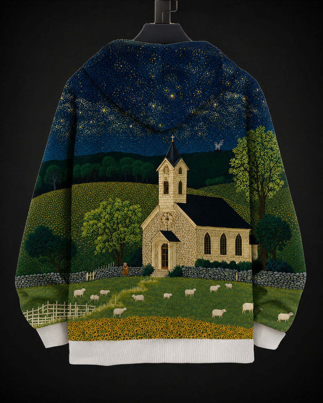 Moonlit Parish Printed Hoodie #10